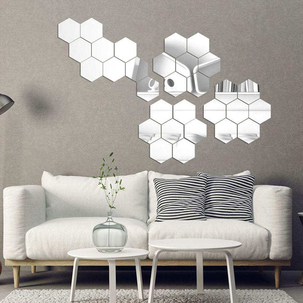 [Elegan] Stiker Cermin Hexagon Removable Art DIY Dekorasi Hias Rumah