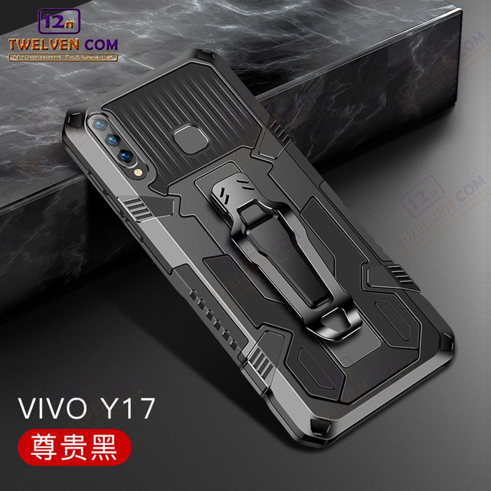 Case Shockproof Vivo Y11 / Y12 / Y12i / Y12s / Y15 / Y15s / Y17 / Y20 / Y20s / Y21 / Y21s / Y30 / Y33s / Y50 / Y51 2020 / Y53s / Y91 / Y91c / Y93 / Y95 - Armor Hardcase Stand Clip