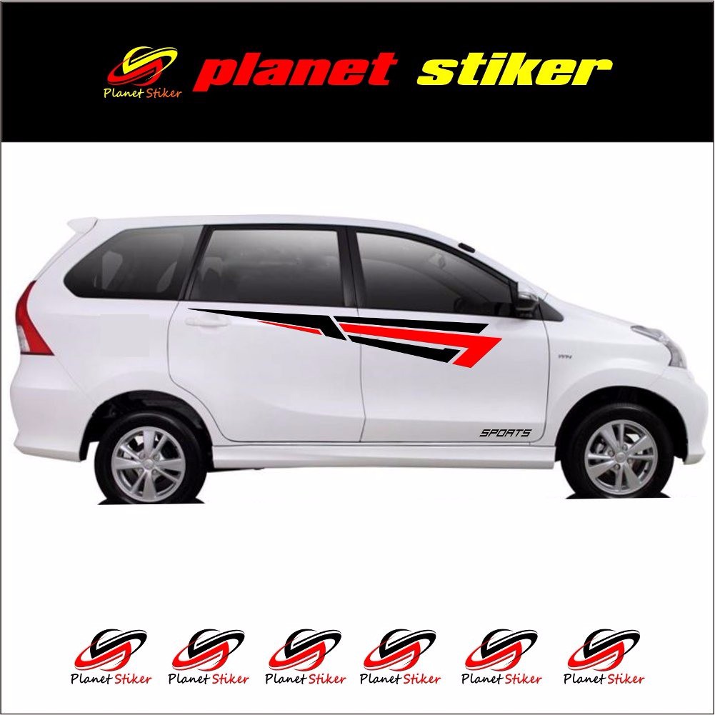 Cutting Sticker Stiker Mobil Xenia Avanza Line Flag Racing Plus