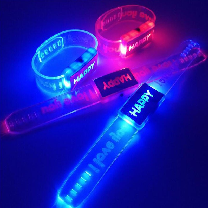 LED Bracelet Gelang Karet LED Gelang Glow in the Dark Happy