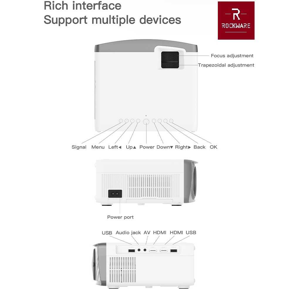 ROCKWARE X816W 1080p Android Projector 230 ANSI Lumens Alt C9 Android