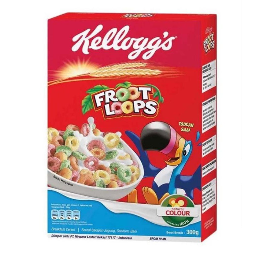 

Terlaris FROOT LOOPS Cereal 300 gram Kelloggs Sereal Ring Buah Fruit Loop Kelog Kellogg's