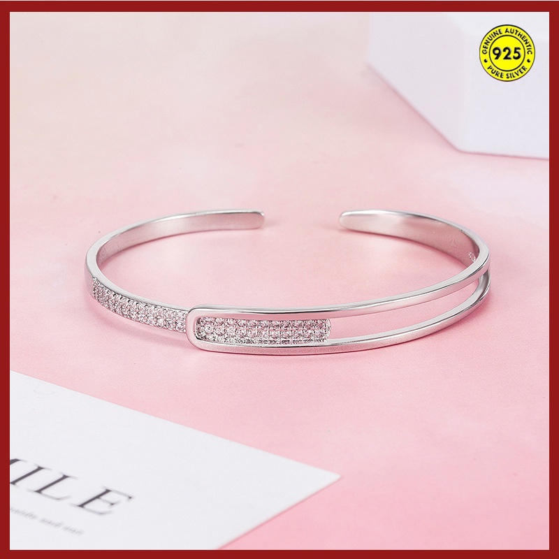 Gelang Silver Model Terbuka Dapat Disesuaikan Untuk Wanita