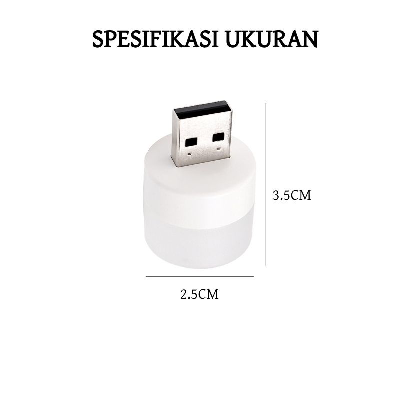 MEASTORE | LAMPU USB MINI / LAMPU TIDUR USB LED HEMAT ENERGI PUTIH / WARM WHITE USB NIGHT LIGHT HEMAT