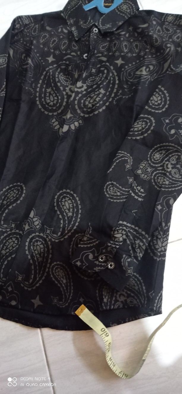 Kanigara Kemeja Batik Pria Lengan Panjang Slimfit Katun Printing Hem Baju Seragam Kantor Modern