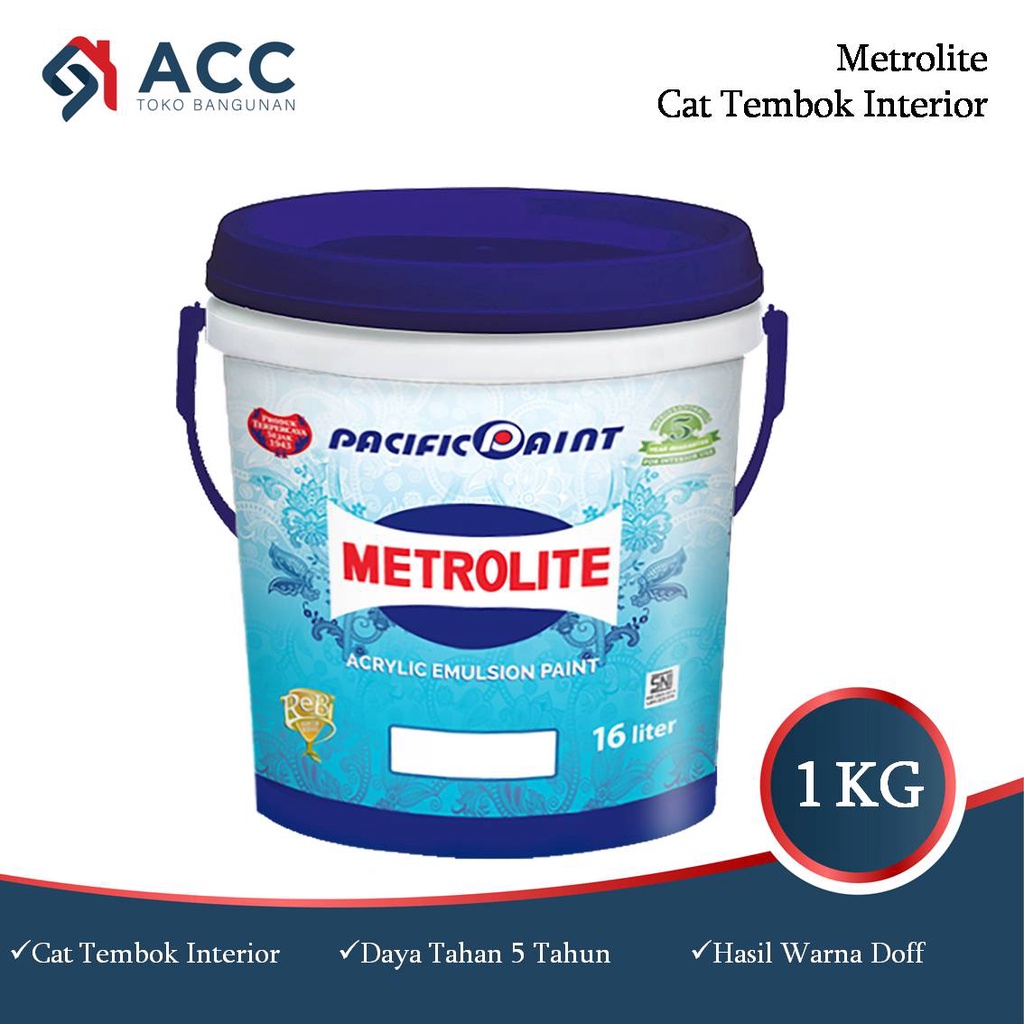 Cat Tembok & Plafon Metrolite Putih 1 kg