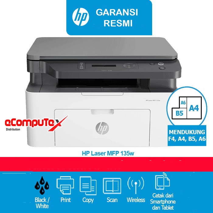 PRINTER HP LASERJET M135W ALL IN ONE WIRELESS / HP LASER JET M 135W / M 135 W AIO PRINT SCAN COPY WIFI GARANSI RESMI