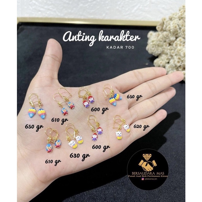 Anting anak emas asli model karakter lucu lucu