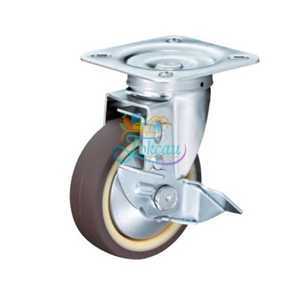 Roda Caster / Troli / Troly PU 6 Inch Rem Kunci ( Brake ) Hammer