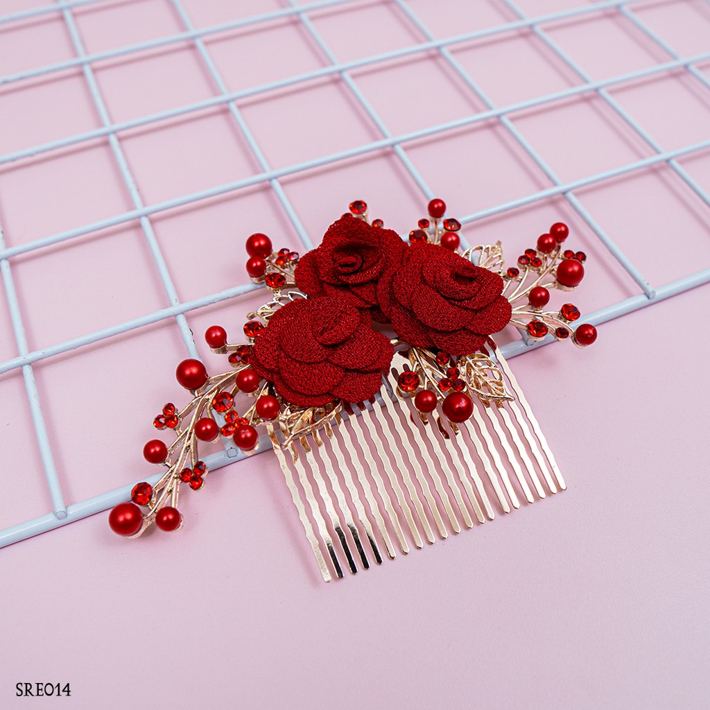 [PALING LARIS] SIRKAM SANGGUL EMAS AKSESORIS PESTA WEDDING MERAH SRE014