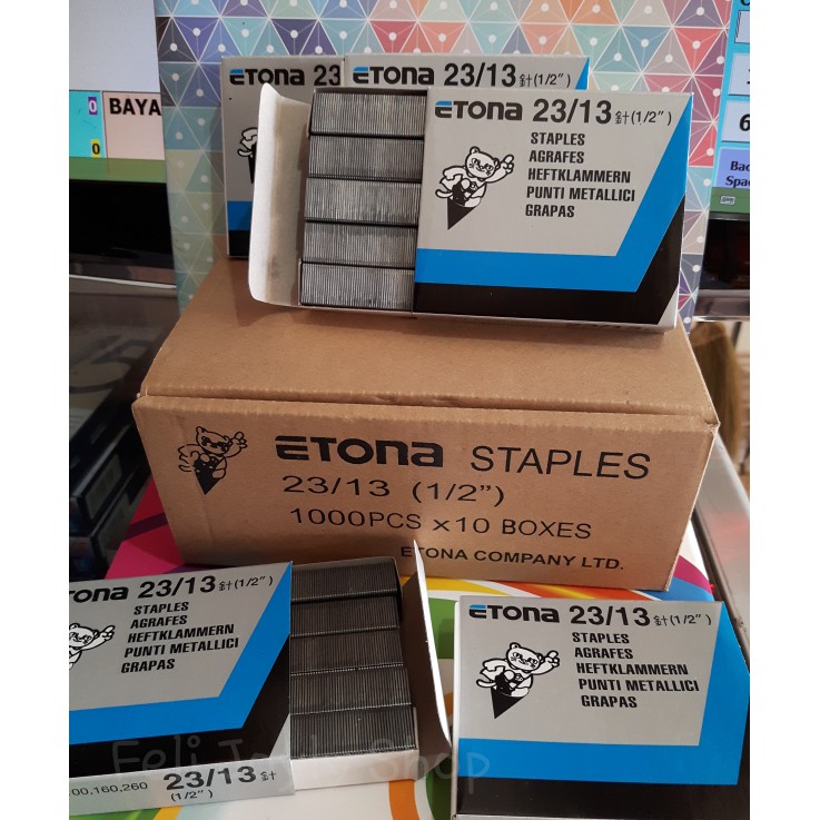 

ISI STAPLES ETONA 23/13 1/2 STAPLER TEMBAK HEKTER STEPLES isi hekter besar