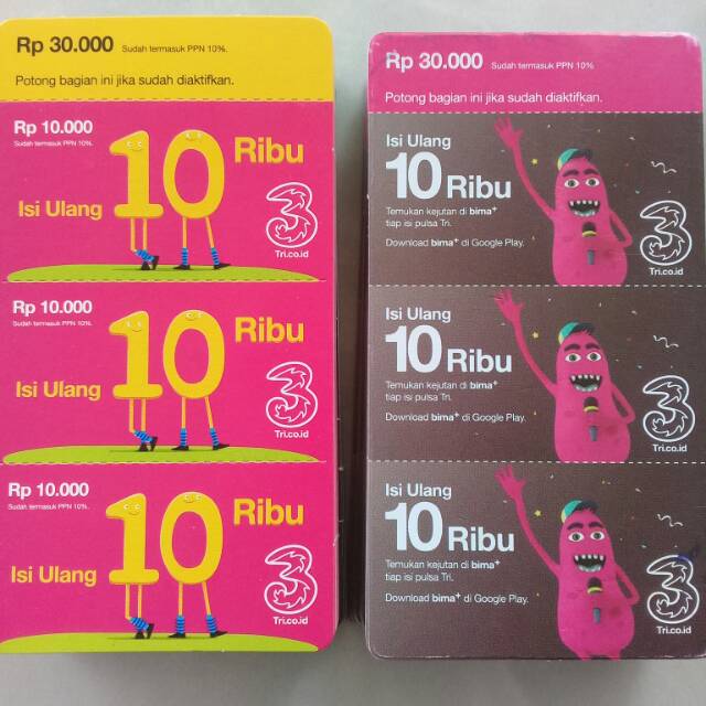 Voucher Pulsa Tri Pulsa Three Gosok Voucher Fisik Tri 10rb 10000 Shopee Indonesia