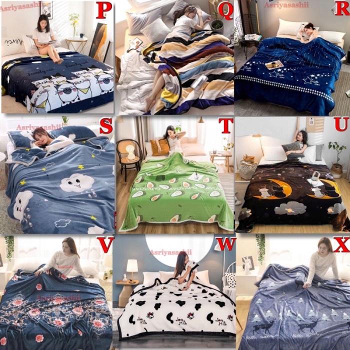 Selimut Bulu Halus 150X200 Tebal Motif Dewasa Premium Cuci Gudang