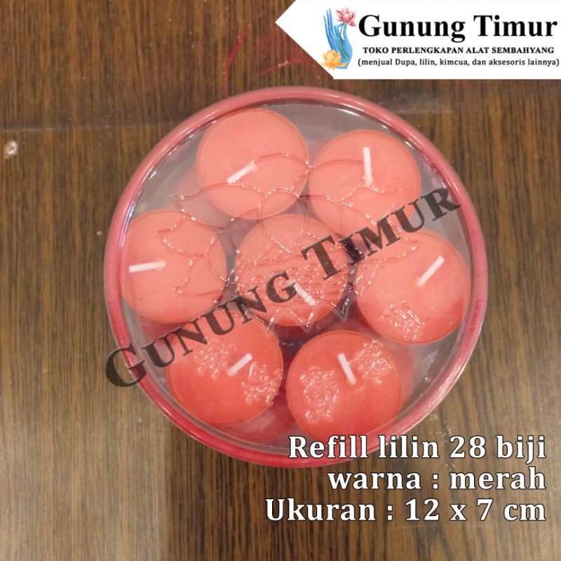 Lilin Merah isi 28 biji durasi 4 jam / Lilin Sembahyang / Lilin 28 biji / Lilin Mangkuk