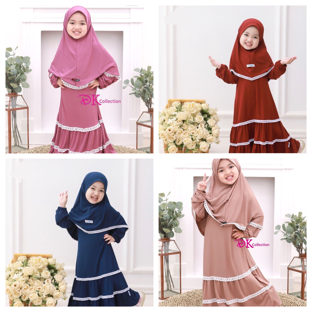 GAMIS ANAK DAULANI GAMIS ANAK PEREMPUAN SHABRINA KOMBINASI RENDA BAHAN JERSEY ORI DK