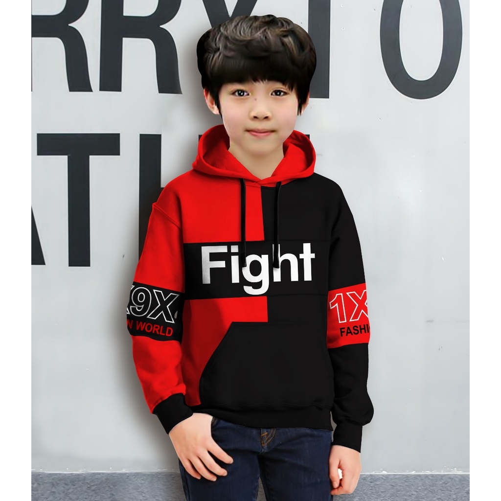 Jaket Anak Laki Laki/Jaket Anak Terbaru/Hoodie Anak Fight  Gaming Bahan Fleece Tebal 4-11 TAHUN