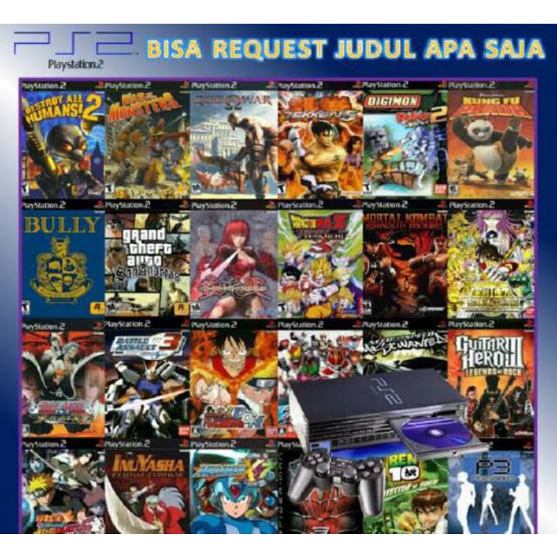 Kaset PS 2 Bebas Request Judul/pilih judul  apa saja beli 5 gratis 1