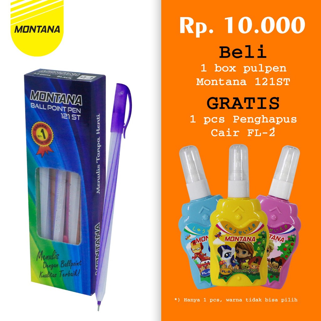 

MONTANA Buy1Get1New!!! Bwli Ballpoint 121-ST Free 1Pcs Correction Fluid FL-2