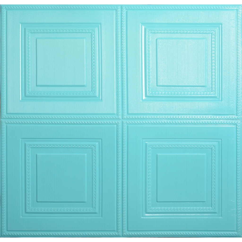 Wallpaper Sticker Foam / Wallfoam Stiker Dinding 3D Motif Kotak Baru Premium High Quality Murah Real 6mm-E-016-6mm Biru Tosca