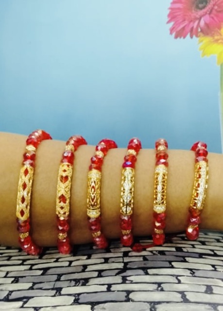 Gelang tangan wanita // gelang kristal model serut variasi lapis emas