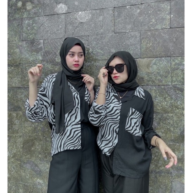 Kemeja Zebra premium // One Set zebra selebgram