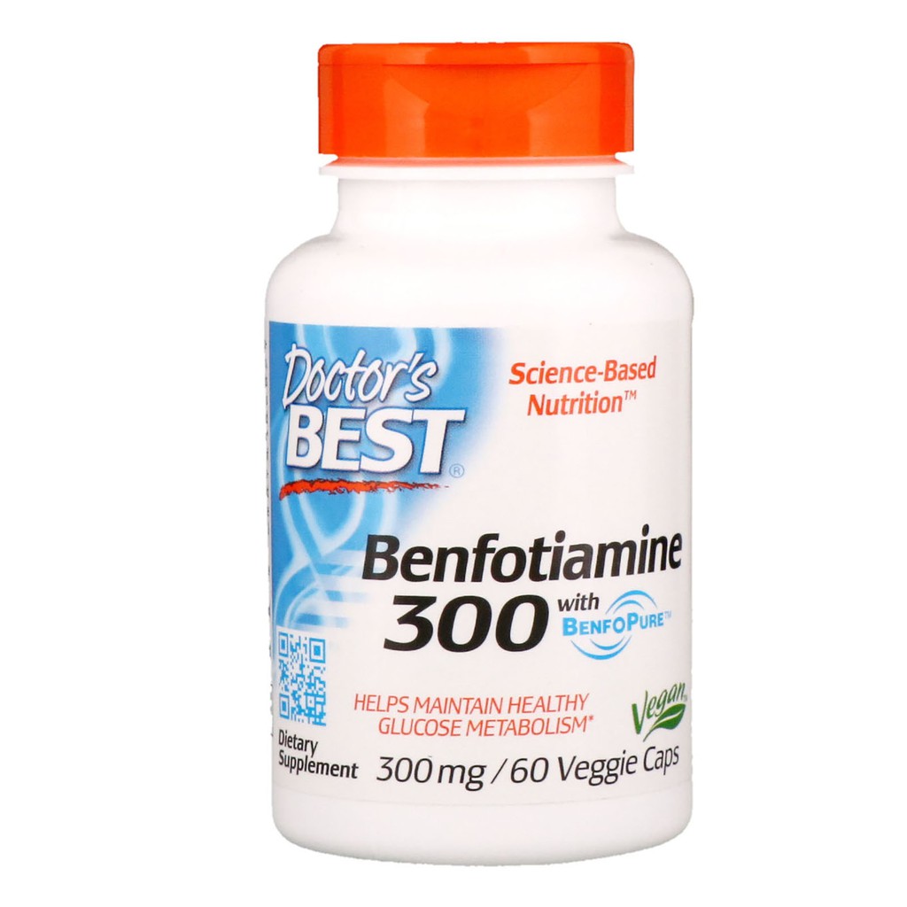 Doctor's Best Benfotiamine 300 Fat Soluble Vitamin B1 300mg 60 Veggie Caps