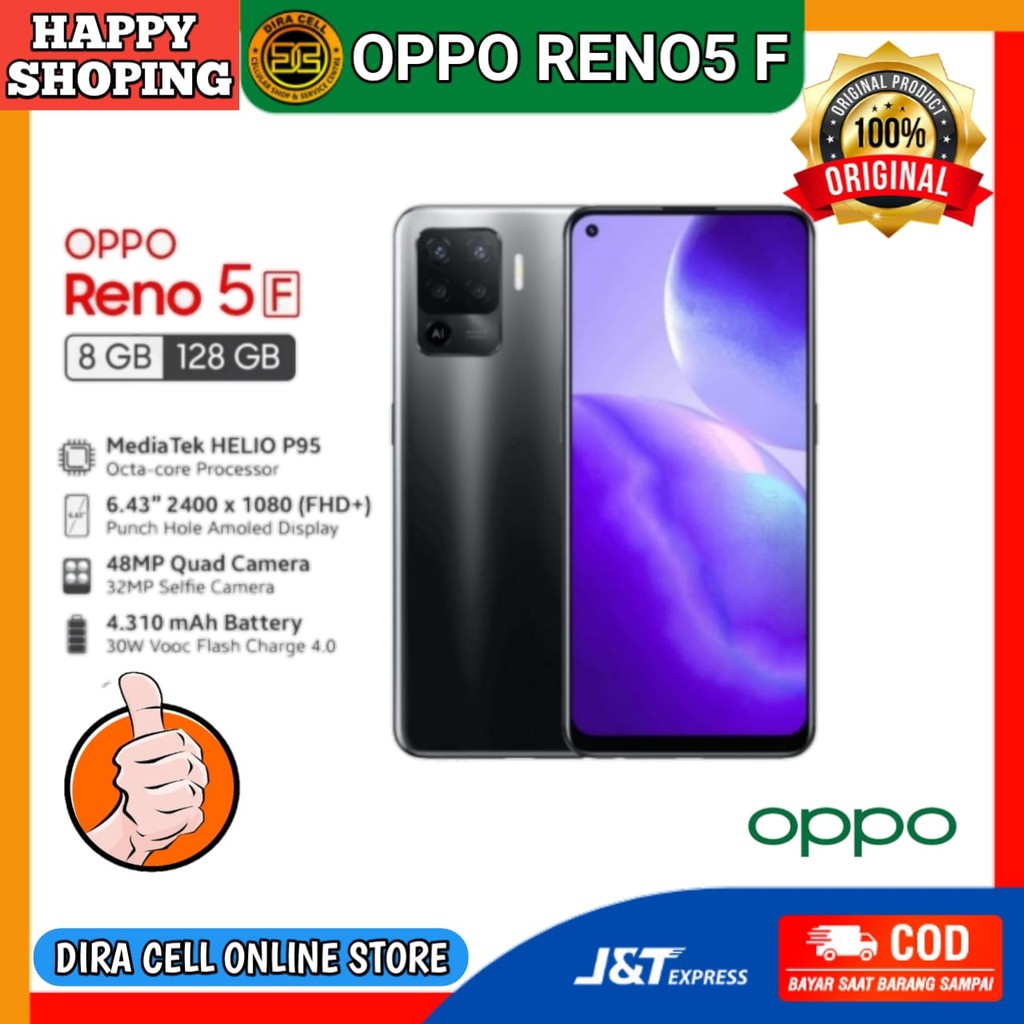 Hanphone oppo terbaru hp oppo Reno5 F RAM 8GB ROM 128GB garansi resmi 1 tahun