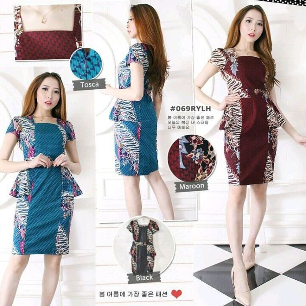 Jual  Baju Dress Wanita   Dress Batik Moderen   Dress Rok Span Batik Moderen   Royal Hill Dress