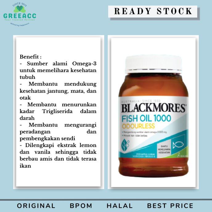 BLACKMORES Odourless Fish Oil 1000mg 200 kap Omega 3 1000 mg Lc