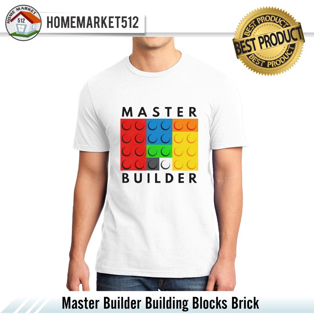 Kaos Pria Lego Master Builder Building Blocks Brick Kaos Pria Dan Wanita Premium Sablon Anti Rontok !!!!!! | HOMEMARKET512