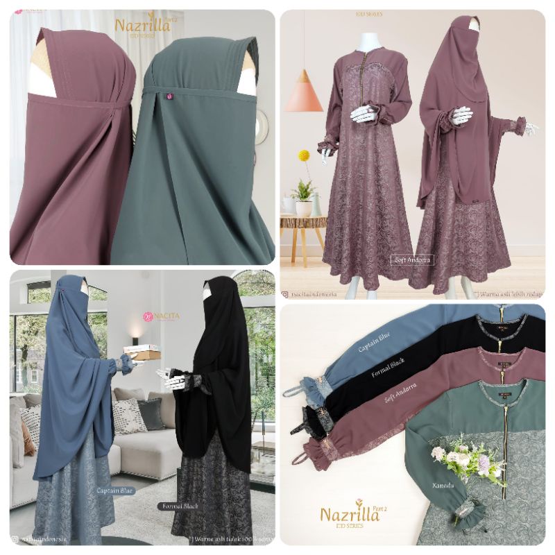 [Bisa COD] Apr- NAZRILLA (part2) by Nacita / Set Gamis Syari / Set Gamis Cadar / Jilbab NonPed Cadar