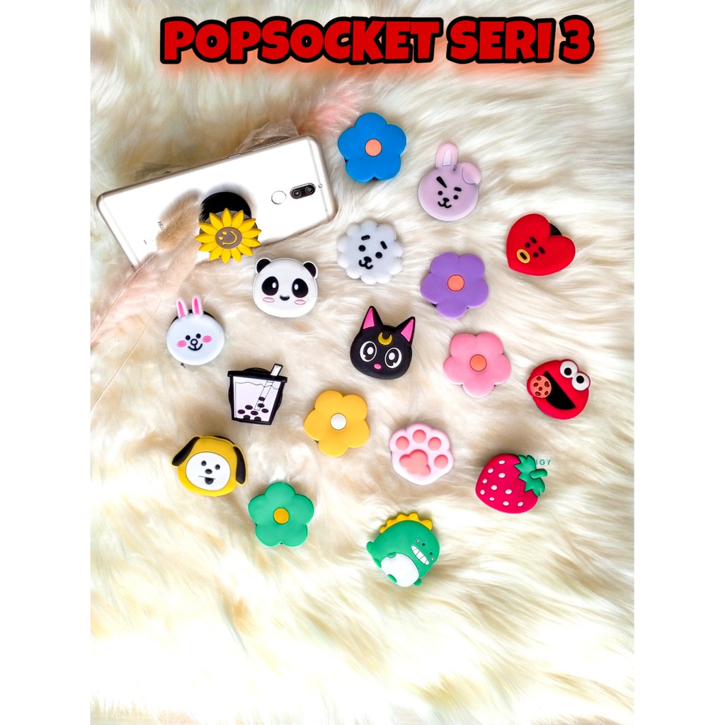 RING POPSOCKET SERI 3 Holder 3D BONEKA  KPOP Pop Socket Buah Bunga Bola