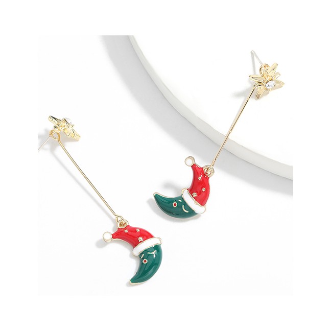 LRC Anting Tusuk NATAL Fashion Moon Alloy Dripping Moon Earrings P14706