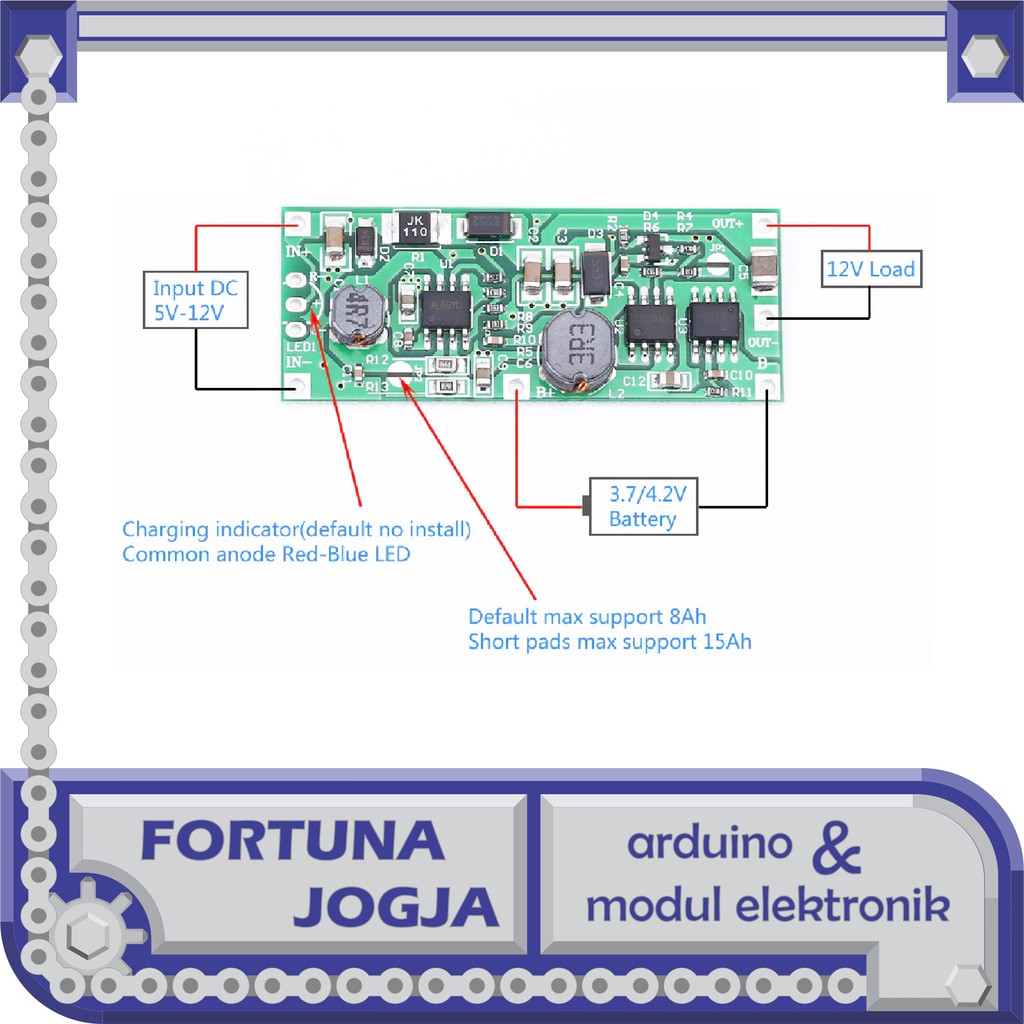 Modul Kit Mini UPS Backup Power Input DC 5-12V Output DC 9V atau 12V
