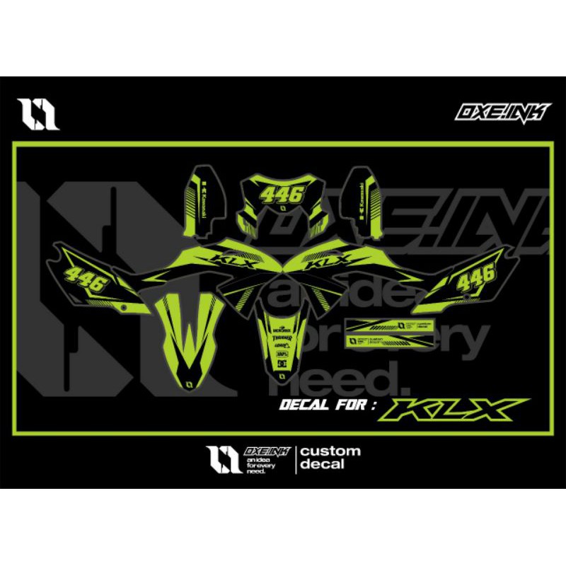 sticker Decal Dekal Stiker kawasaki KLX Bf Dtracker warna kuning hitam