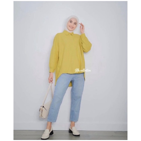 Hana Shirt Kancing Depan Belakang / Kemeja Polos Linen Wanita