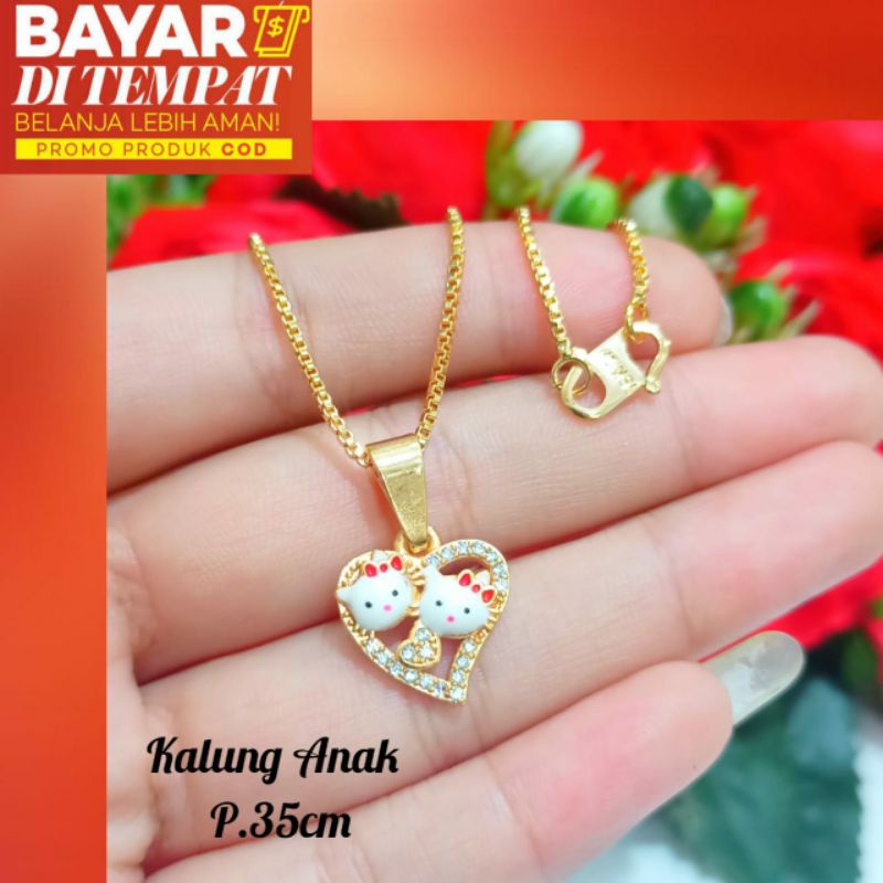 Kalung+Liontin karakter Hello Kitty permata cat,tidak karat