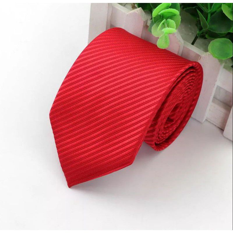 Dasi Pria Warna Merah Terang Ukuran  Medium 3inchi &amp; slim 2inchi