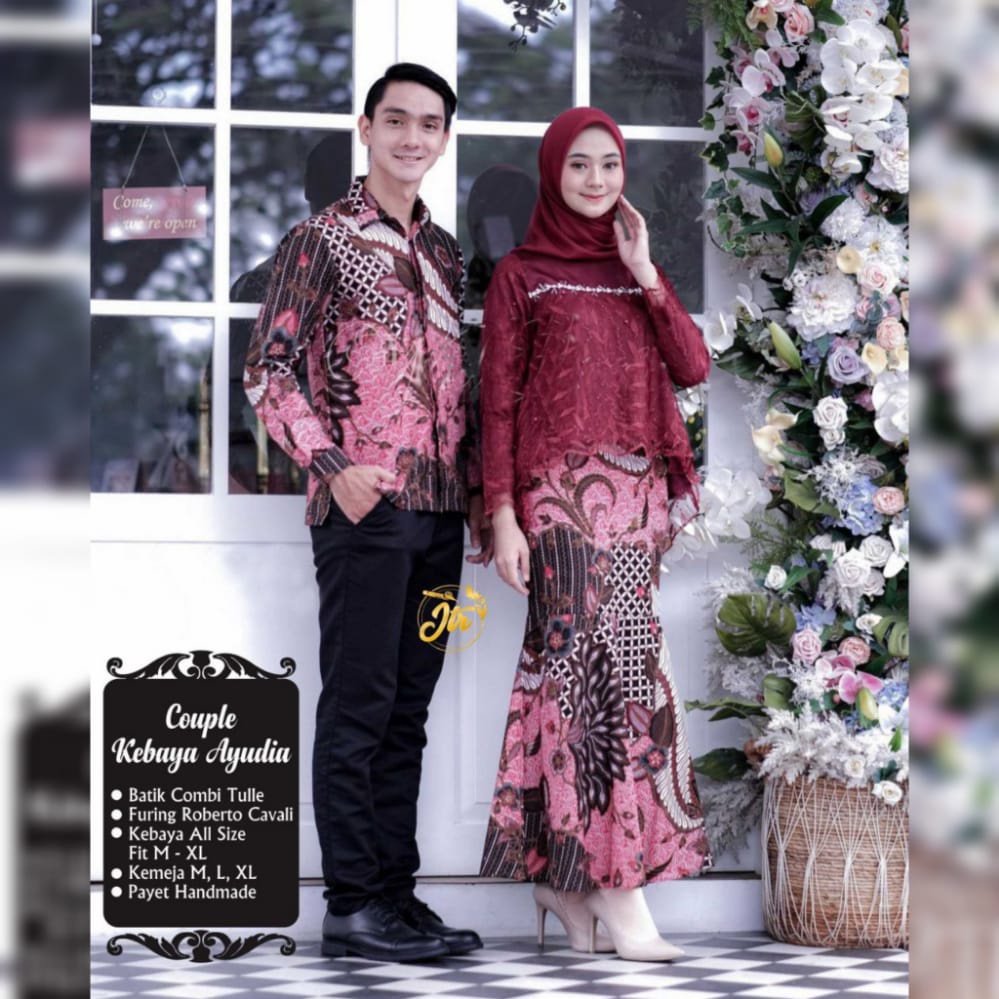 Kebaya batik couple ayudia Kebaya Lamaran Tunangan Kebaya wisuda Baju kondangan - Maroon