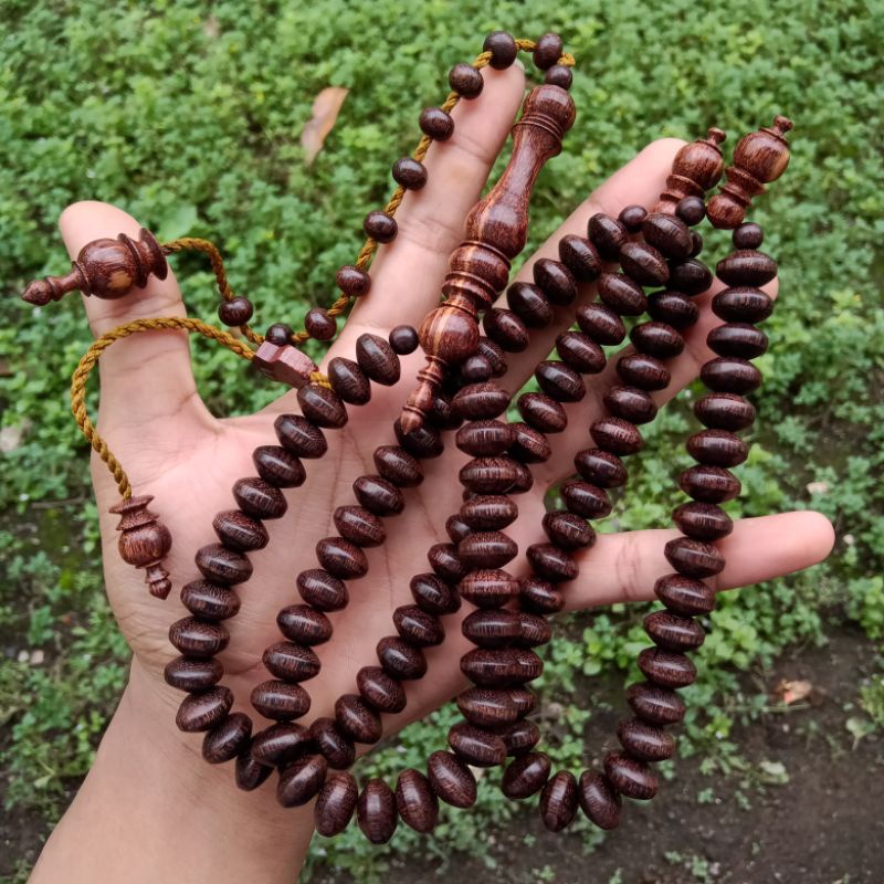 Tasbih Kayu Galih Asem Motif Pipih 99 Butir