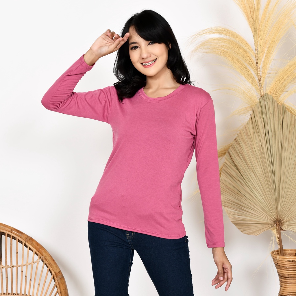 kaos o-neck lengan panjang wanita