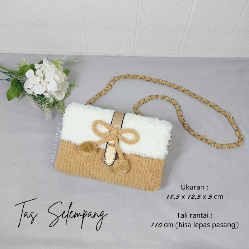 Tas Canvas Rajut Handuk | Tas Rajut Handmade | kado pernikahan, seserahan, kado wisuda