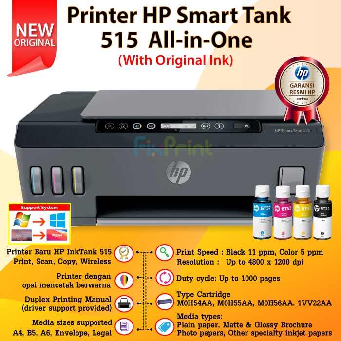 Printer HP Smart Tank 515 Wireless All-in-One (Print - Scan - Copy)