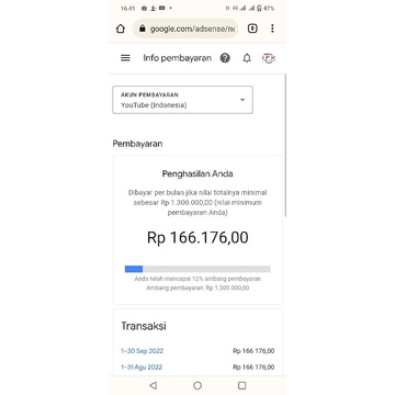 Akun youtube monetisasi sepaket adsense pin