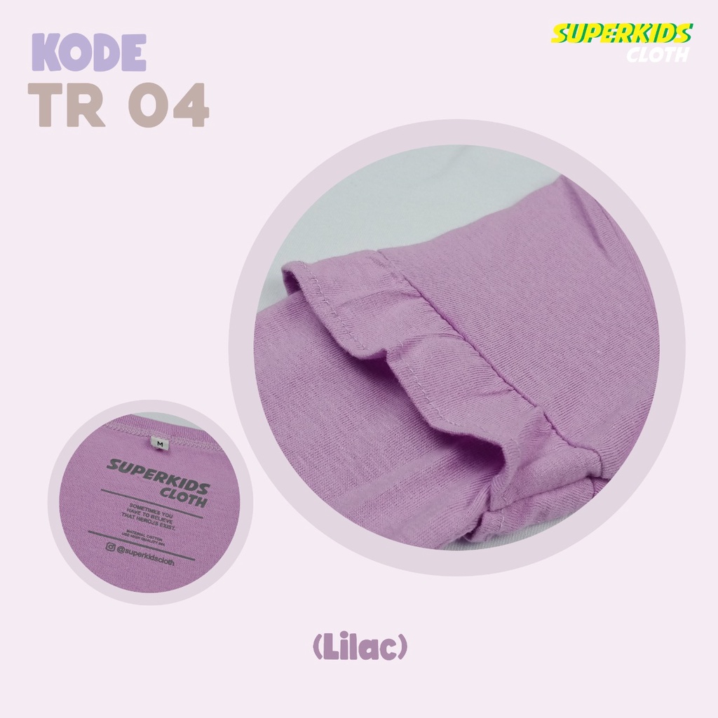 BAJU ANAK PEREMPUAN / KAOS ANAK PEREMPUAN / PAKAIAN ANAK CEWEK POLOS RAMPEL TANGAN LILAC BRAND SUPERKSIDCLOTH 1 - 11 TAHUN