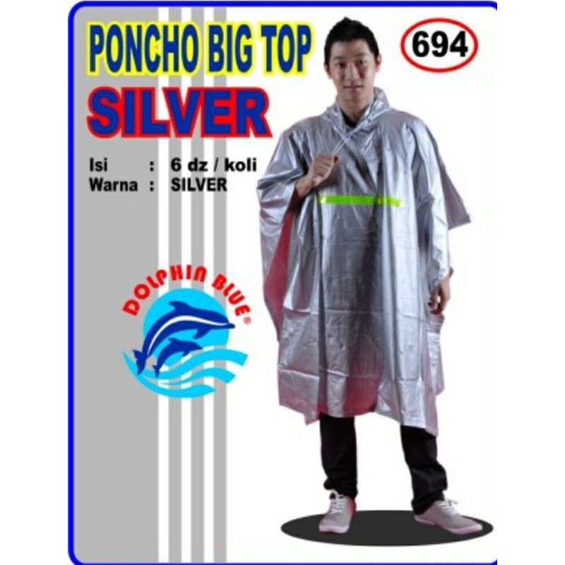 PONCHO 694 BIG TOP SILVER DOLPHIN BLUE jas hujan