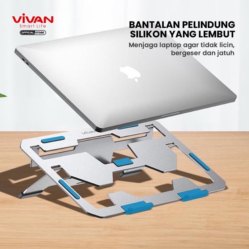 VIVAN VLS02 Laptop Cooling Stand Five-Level Height Angle Adjustable Portable Aluminum Alloy Silver