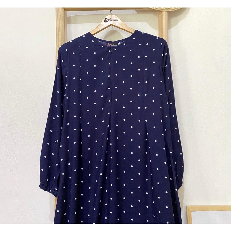[bisa COD] gamis syari motif bahan katun rayon adem, jatuh, halus-G21 navy