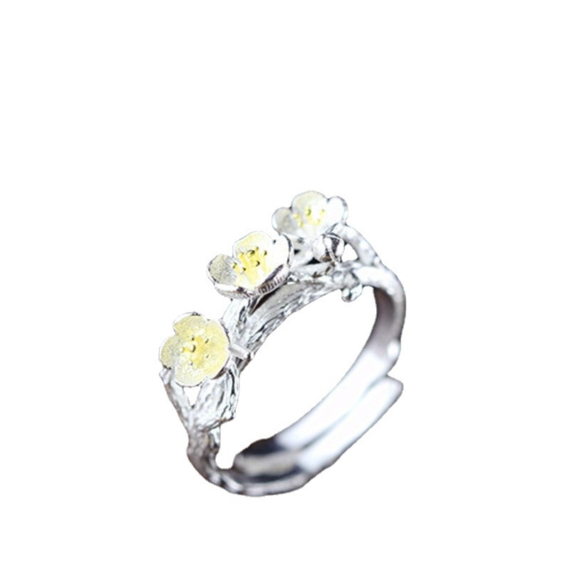 Cincin Model Terbuka Desain Bunga Lapis Emas Gaya Eropa Dan Amerika