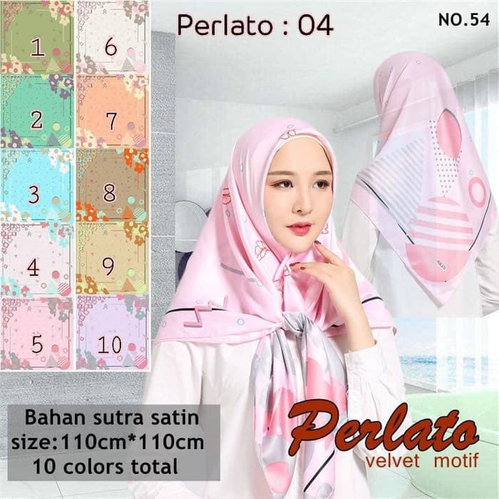Jilbab Segi Empat Satin Velvet Motif Polkadot Bunga seri: PERLATO - 04